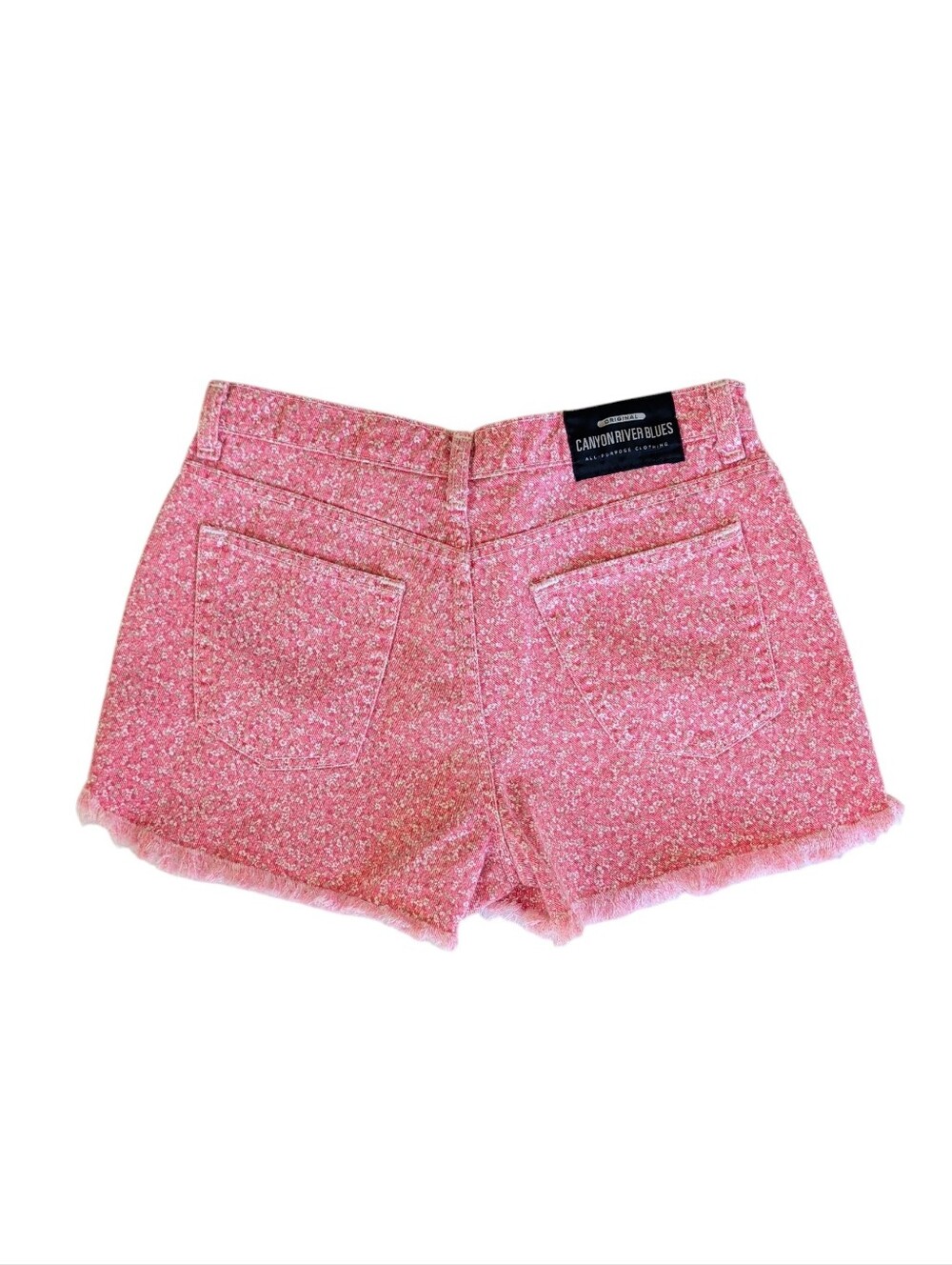Vtg. Canyon River Blues High-Waist Floral Frayed Hem Shorts Junior 9 Pink White